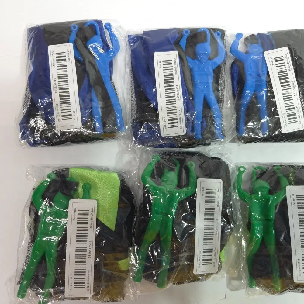 Parachute Toys Slingshot Flying Toy Bulk Lot Blue Green Party Favors